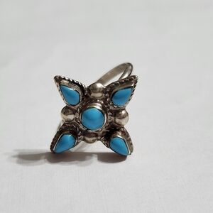 Silver Turquoise Ring, Size 8.5